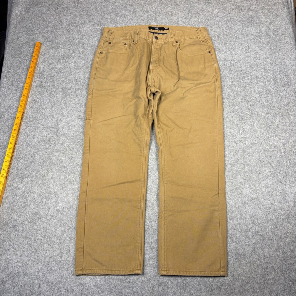 Berkley Jensen Fleece Lined Carpenter Pants‎ Mens 36x29 Tan Duck Canvas Workwear